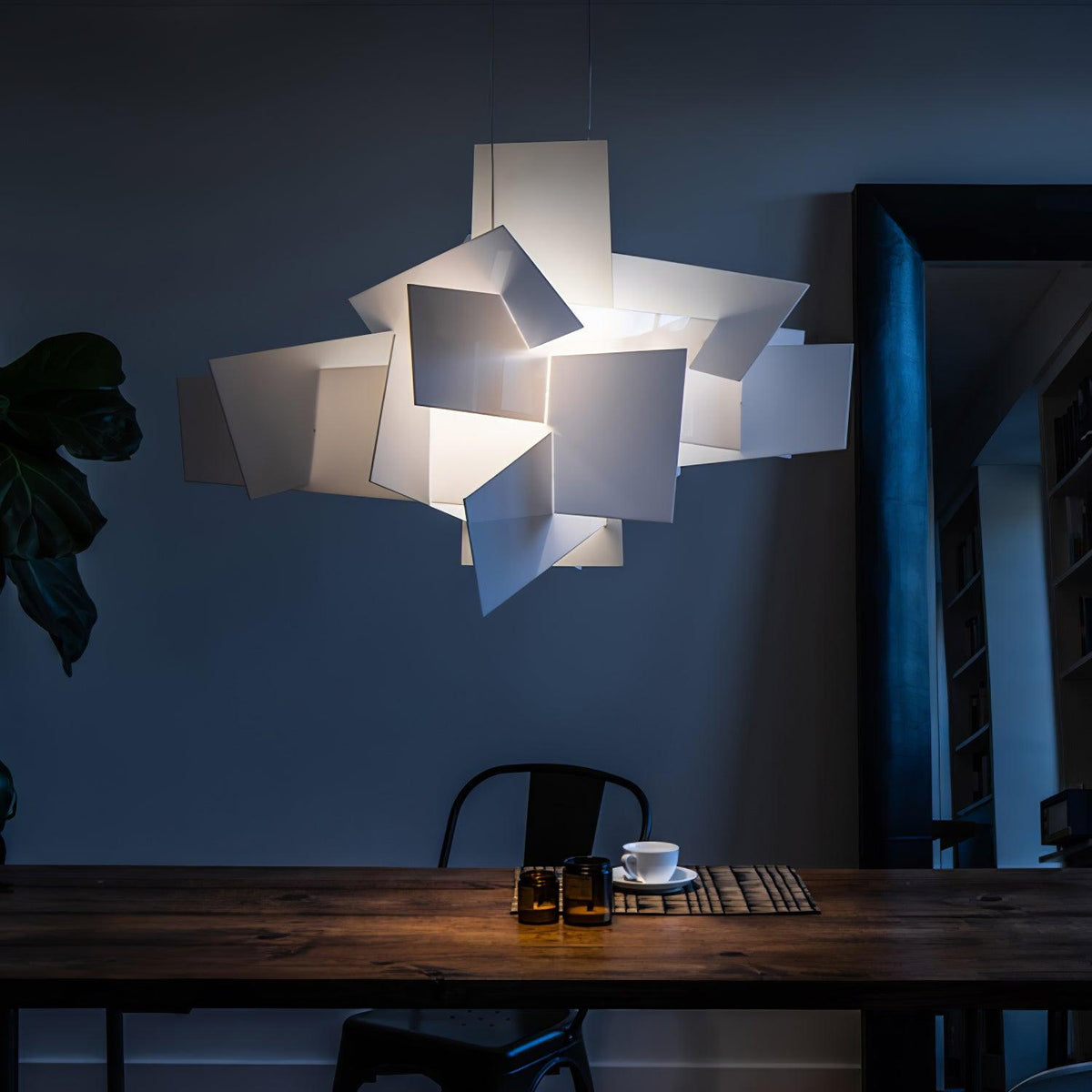 Big Bang Sculptural Pendant Light in White Metal and Acrylic