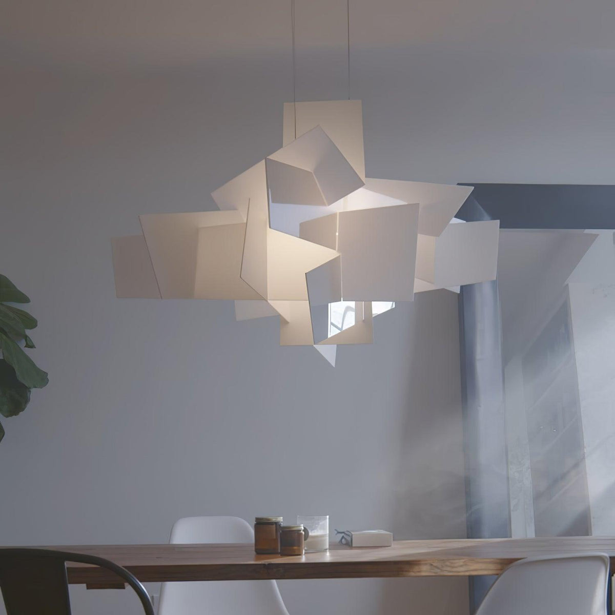 Big Bang Sculptural Pendant Light in White Metal and Acrylic