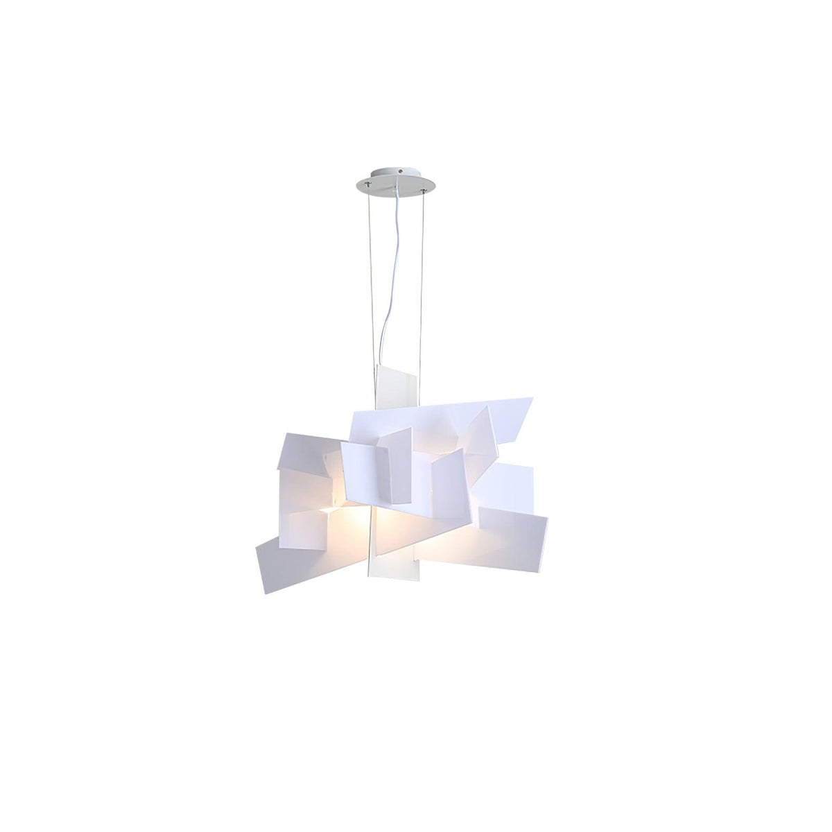 Big Bang Sculptural Pendant Light in White Metal and Acrylic