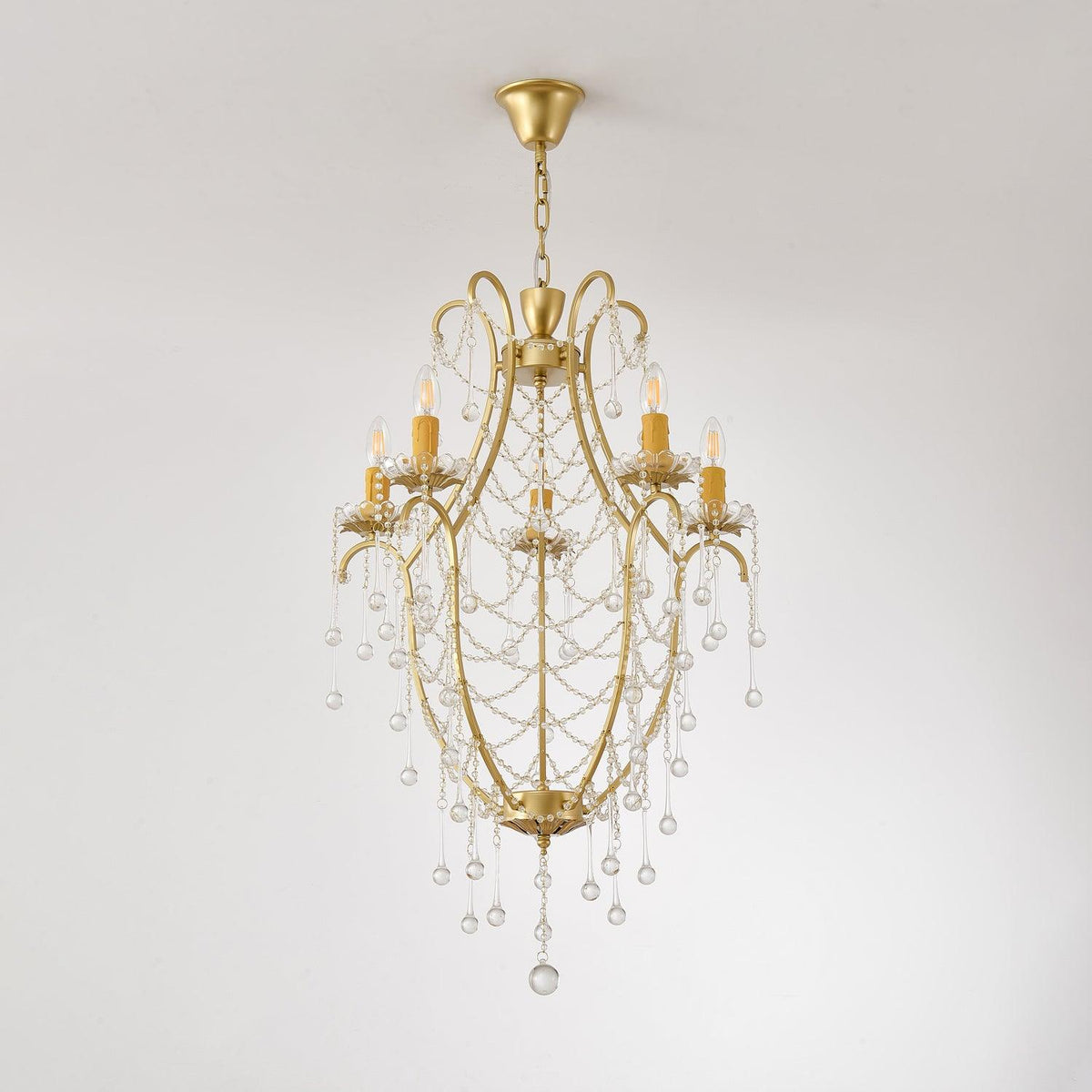 Birdcage Crystal Chandelier with Vintage Gold Finish