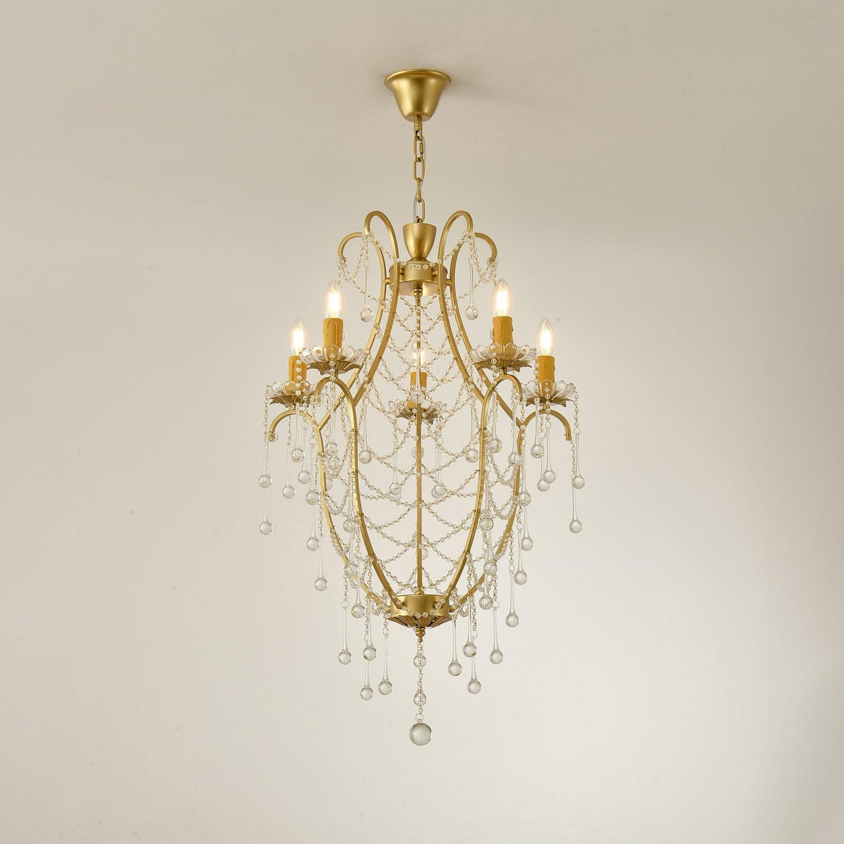 Birdcage Crystal Chandelier with Vintage Gold Finish