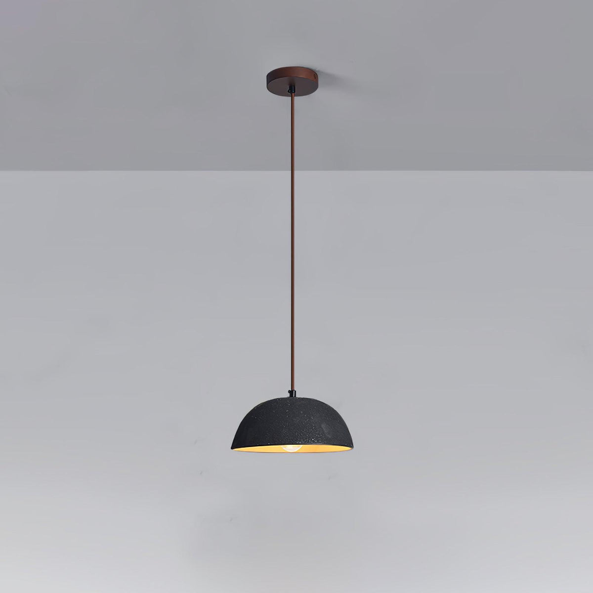 Black Arch Ceramic Pendant Light – Handcrafted Wabi-Sabi Illumination
