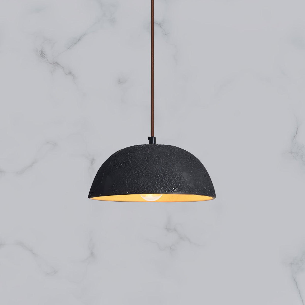 Black Arch Ceramic Pendant Light – Handcrafted Wabi-Sabi Illumination