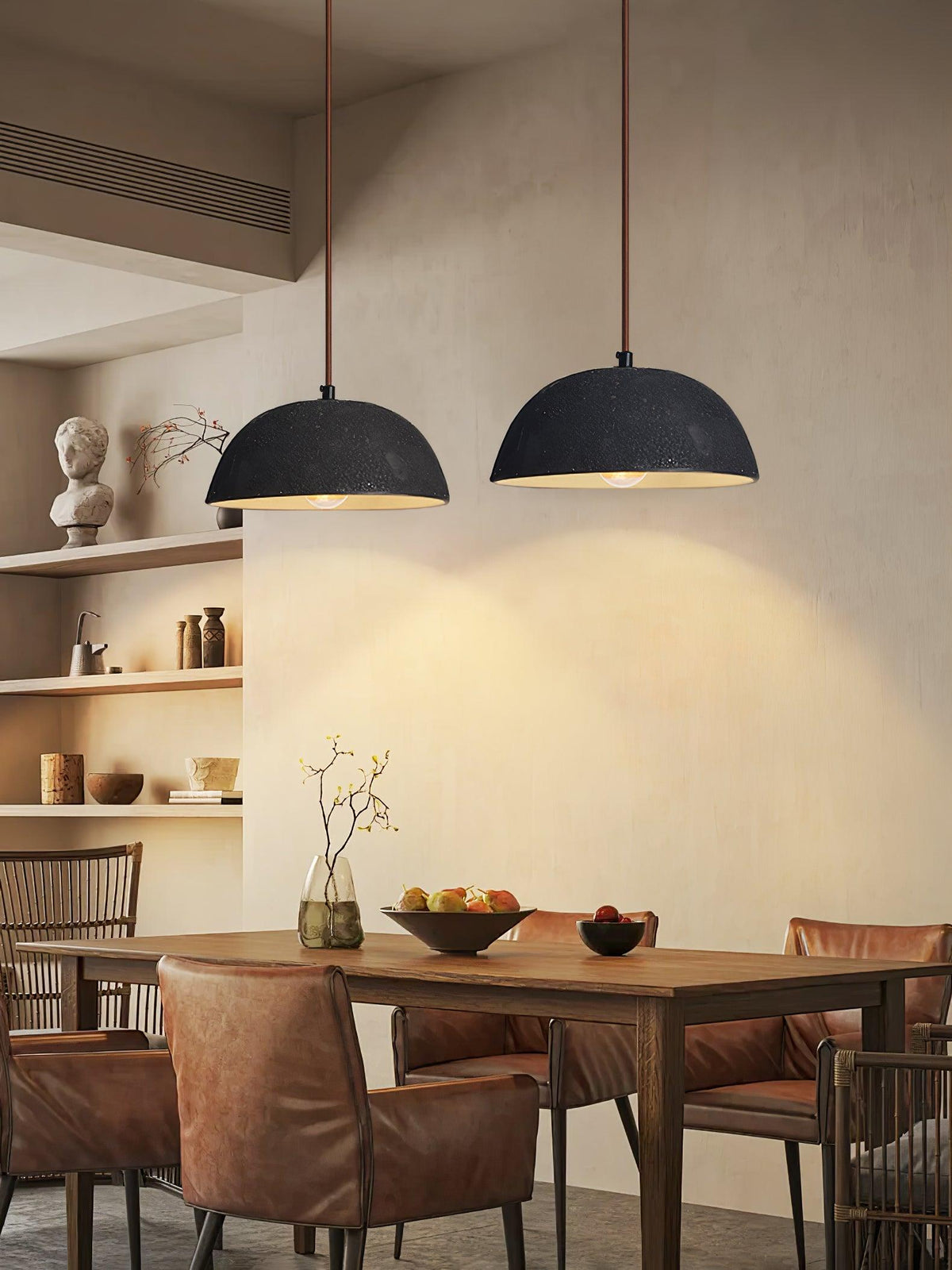 Black Arch Ceramic Pendant Light – Handcrafted Wabi-Sabi Illumination