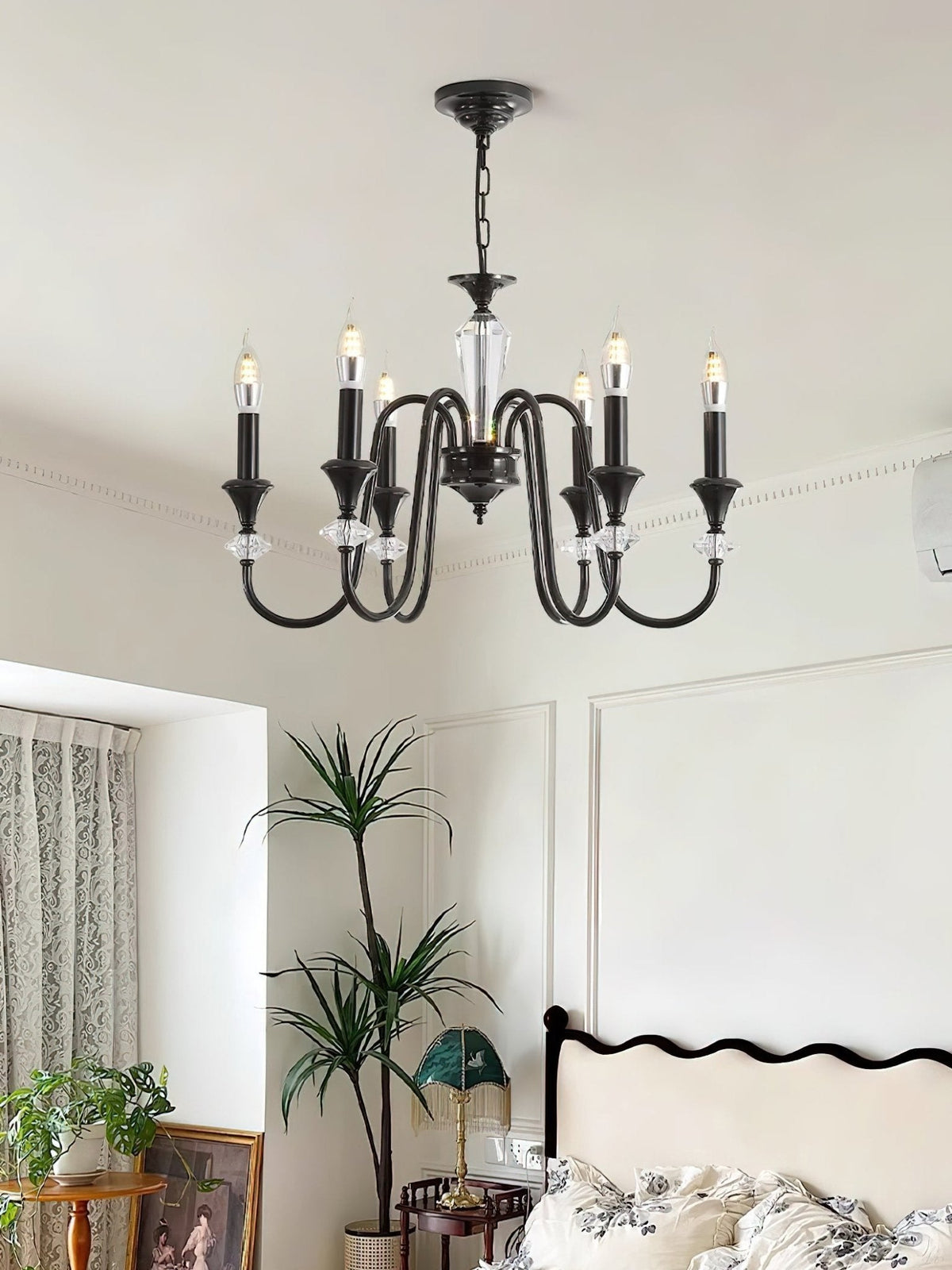 Noir Candelabra Chandelier — Modern Matte Black Glass Chandelier for Dining Room and Living Room