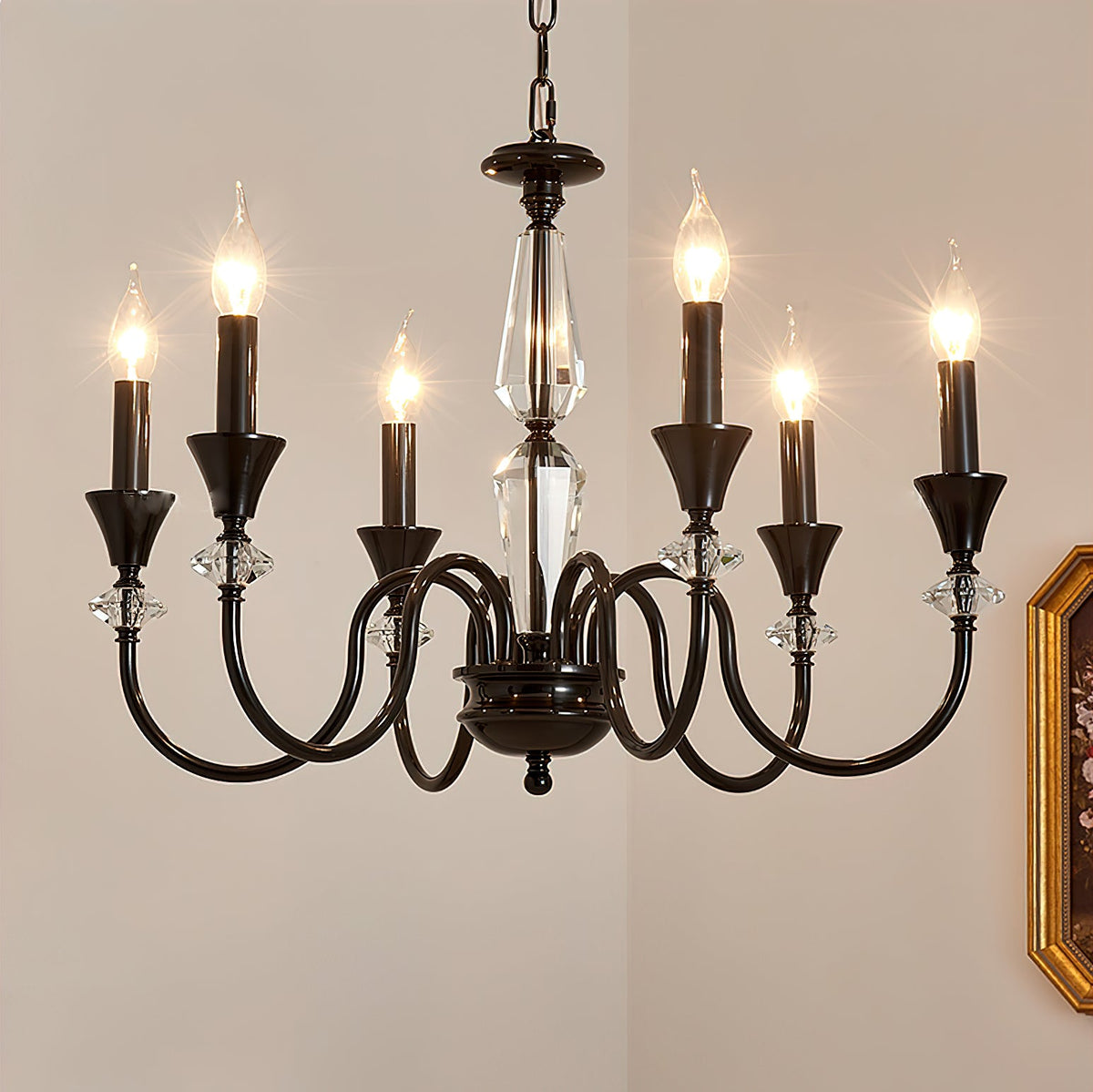 Noir Candelabra Chandelier — Modern Matte Black Glass Chandelier for Dining Room and Living Room