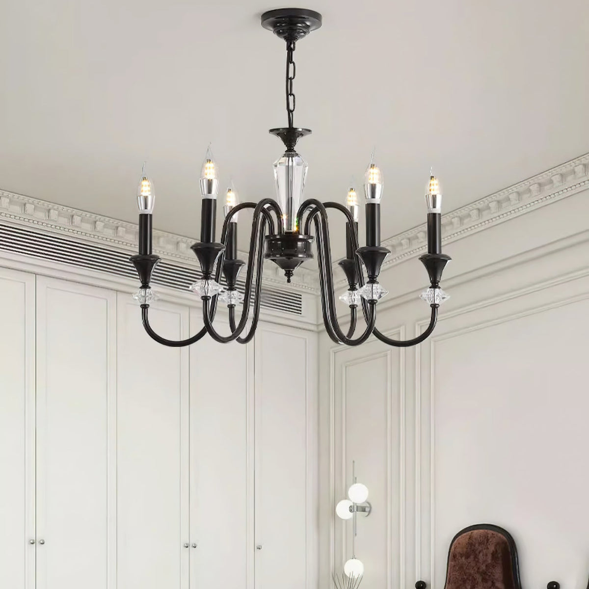 Noir Candelabra Chandelier — Modern Matte Black Glass Chandelier for Dining Room and Living Room