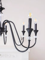 Noir Candelabra Chandelier — Modern Matte Black Glass Chandelier for Dining Room and Living Room