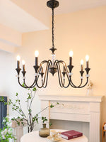Noir Candelabra Chandelier — Modern Matte Black Glass Chandelier for Dining Room and Living Room