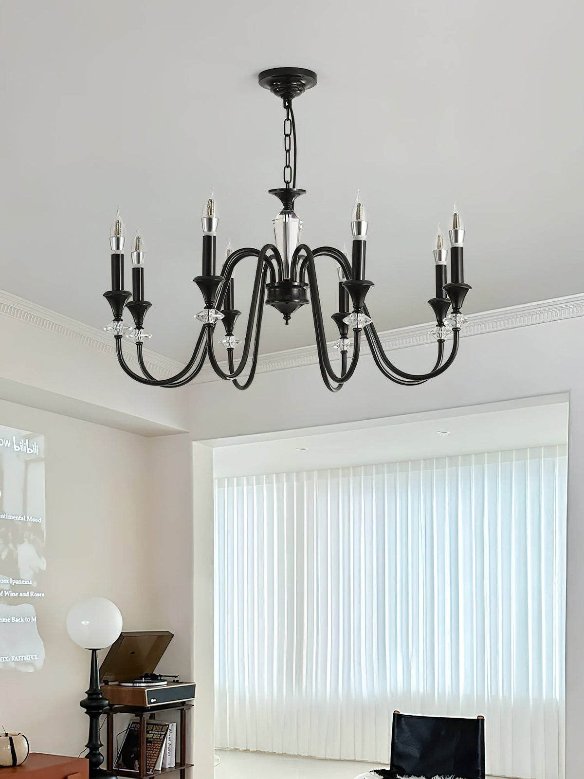 Noir Candelabra Chandelier — Modern Matte Black Glass Chandelier for Dining Room and Living Room