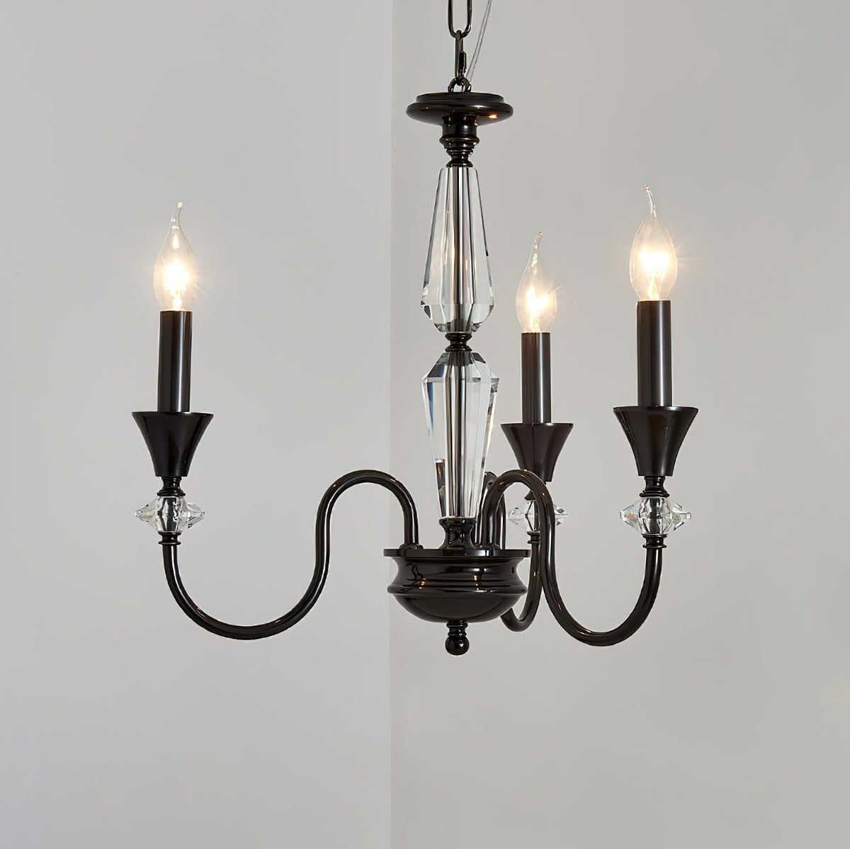 Noir Candelabra Chandelier — Modern Matte Black Glass Chandelier for Dining Room and Living Room