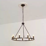 Black Ring Chandelier with Candle-Style Bulbs for Modern Interiors