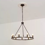 Black Ring Chandelier with Candle-Style Bulbs for Modern Interiors