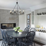 Black Ring Chandelier with Candle-Style Bulbs for Modern Interiors