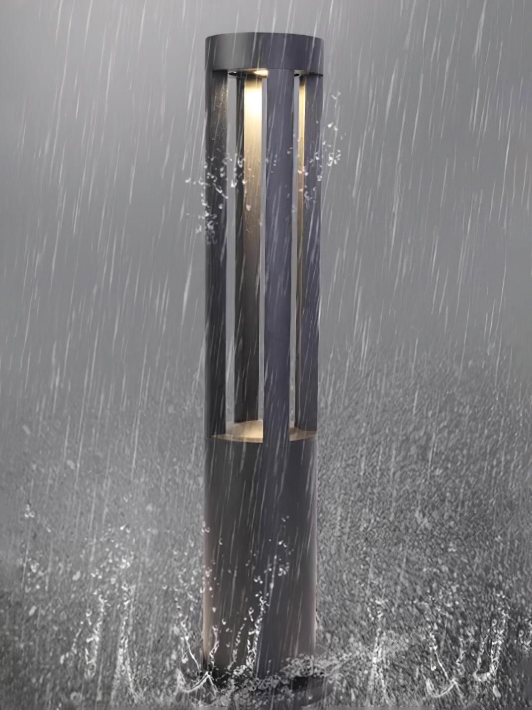 Black Cylindrical Garden Outdoor Light With Solar Panel