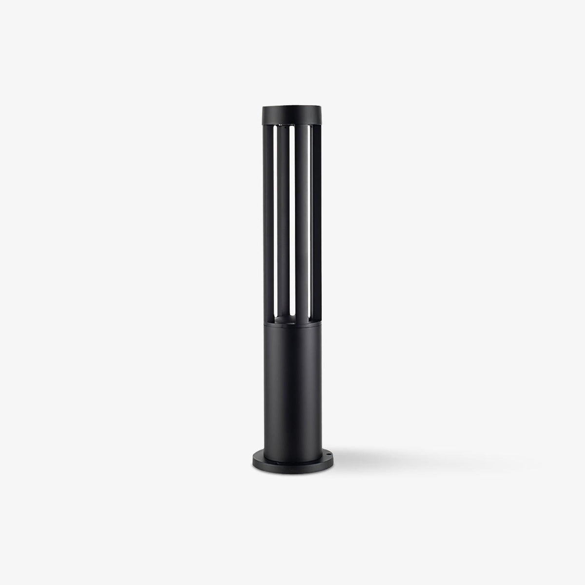 Black Cylindrical Garden Outdoor Light With Solar Panel
