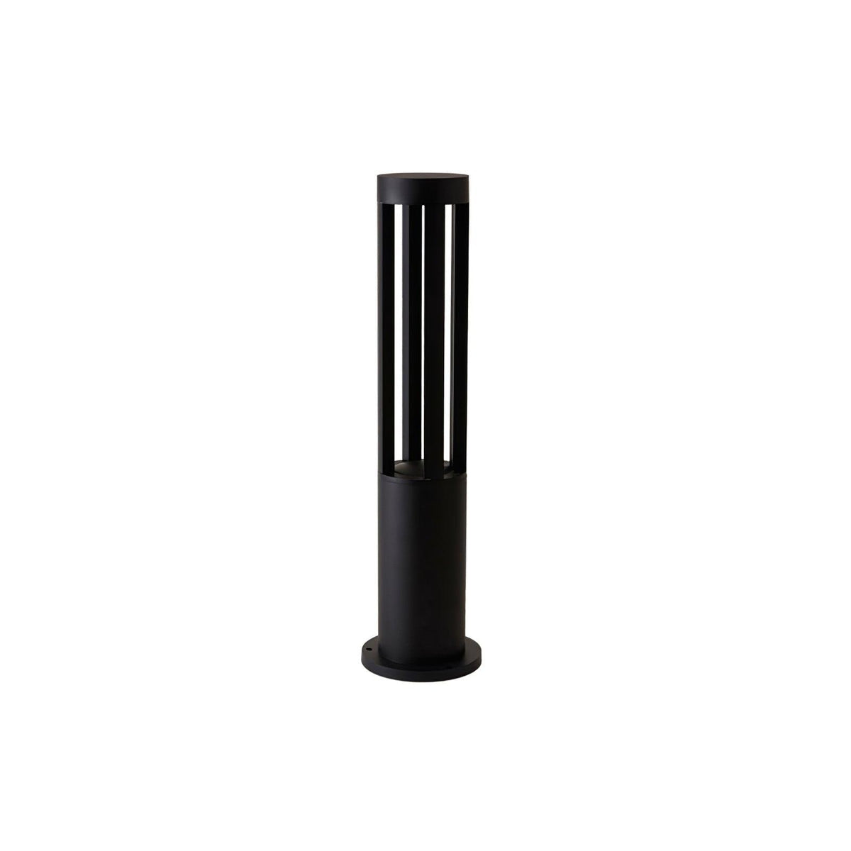 Black Cylindrical Garden Outdoor Light With Solar Panel