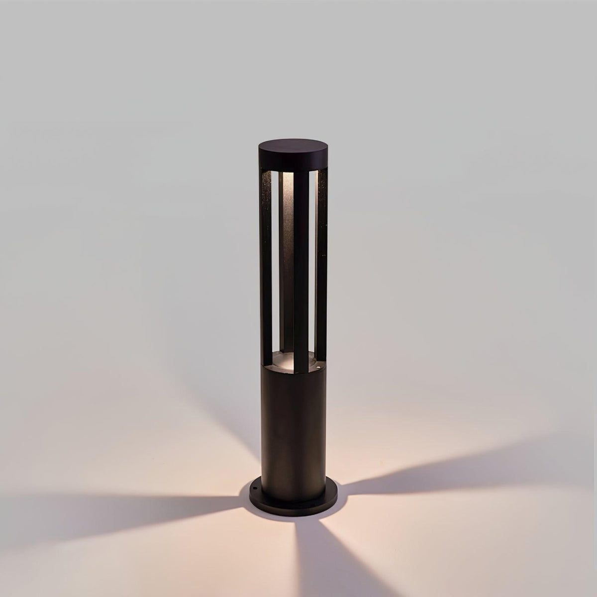 Black Cylindrical Garden Outdoor Light With Solar Panel