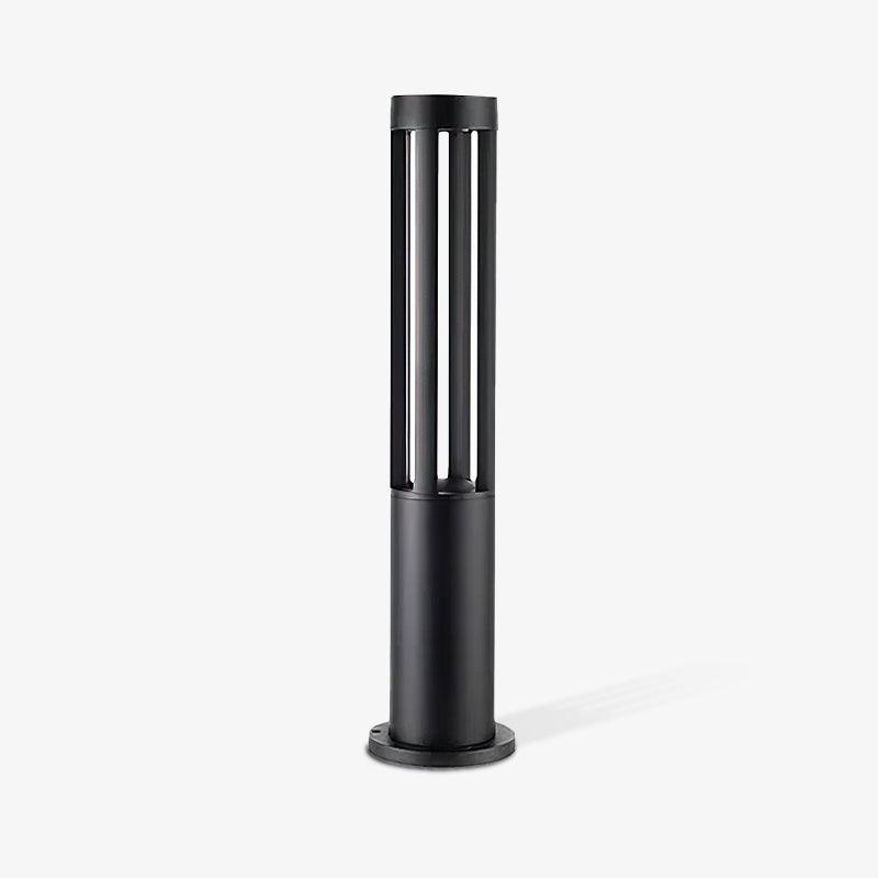 Black Cylindrical Garden Outdoor Light With Solar Panel