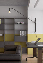 Modern Swing Arm Wall Sconce with Extended Reach in Matte Black