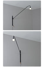 Modern Swing Arm Wall Sconce with Extended Reach in Matte Black