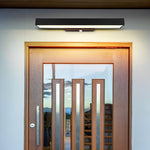 Modern Outdoor Wall Sconce with Motion Sensor in Matte Black Rectangular Design