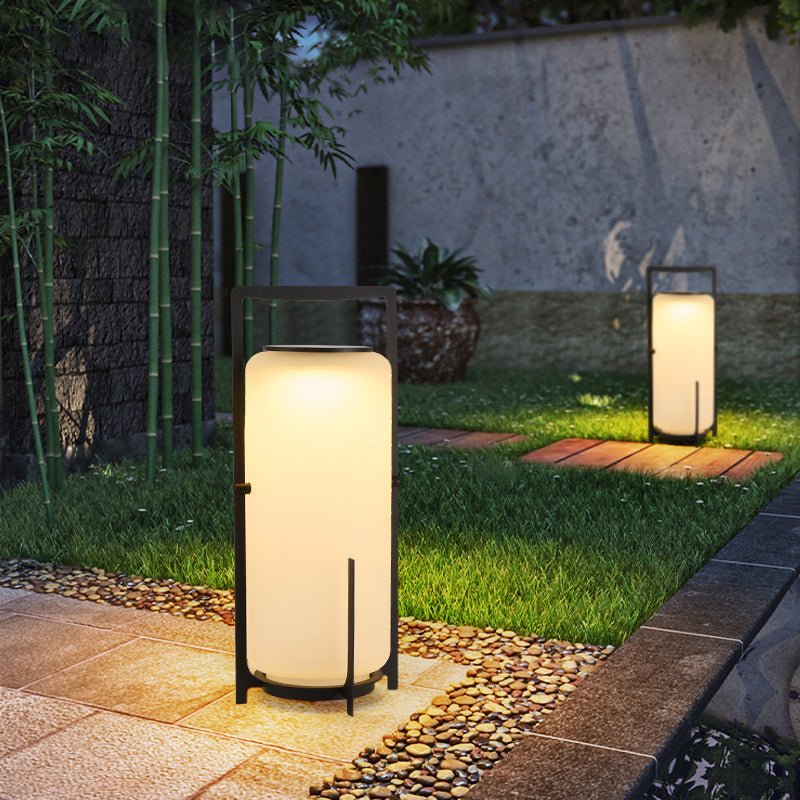Twilight Lantern Solar Table Lamp – Stainless Steel & Glass Outdoor LED Light