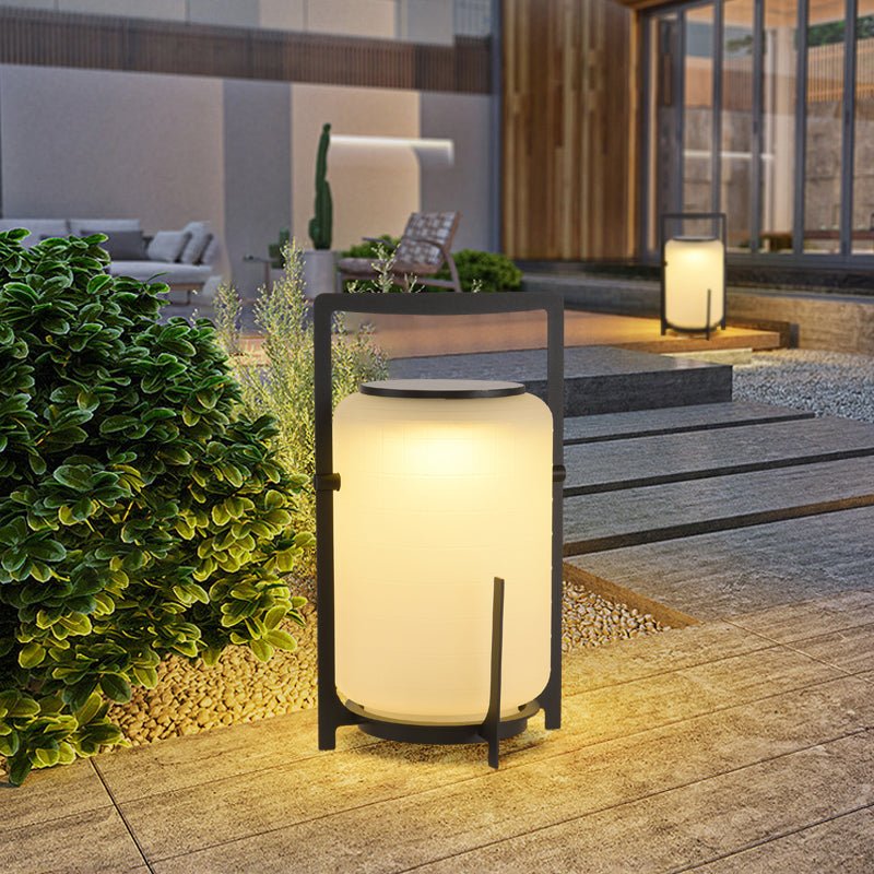 Twilight Lantern Solar Table Lamp – Stainless Steel & Glass Outdoor LED Light