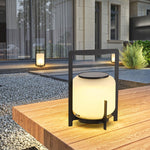 Twilight Lantern Solar Table Lamp – Stainless Steel & Glass Outdoor LED Light