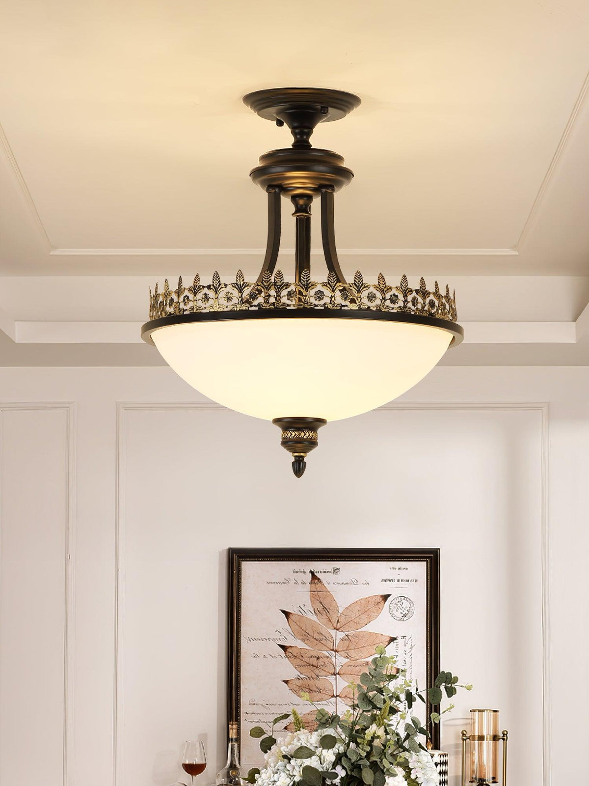 black-vintage-bowl-frosted-glass-ceiling-light