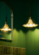 Bloom Twist Pendant Light – Art Glass & Brass Modern Hanging Lamp
