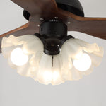Bloom Air Ceiling Fan Light with Wooden Blades and Glass Shade