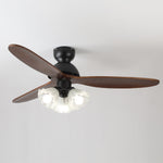 Bloom Air Ceiling Fan Light with Wooden Blades and Glass Shade
