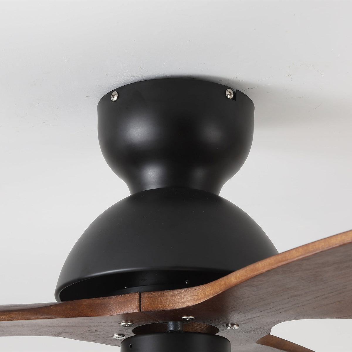 Bloom Air Ceiling Fan Light with Wooden Blades and Glass Shade