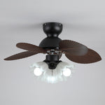 Bloom Breeze Ceiling Fan Light with Wooden Blades and Glass Shade