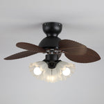 Bloom Breeze Ceiling Fan Light with Wooden Blades and Glass Shade