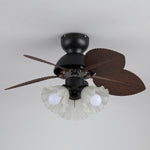 Bloom Breeze Ceiling Fan Light with Wooden Blades and Glass Shade
