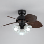 Bloom Breeze Ceiling Fan Light with Wooden Blades and Glass Shade