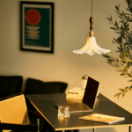 Bloom Twist Pendant Light – Art Glass & Brass Modern Hanging Lamp