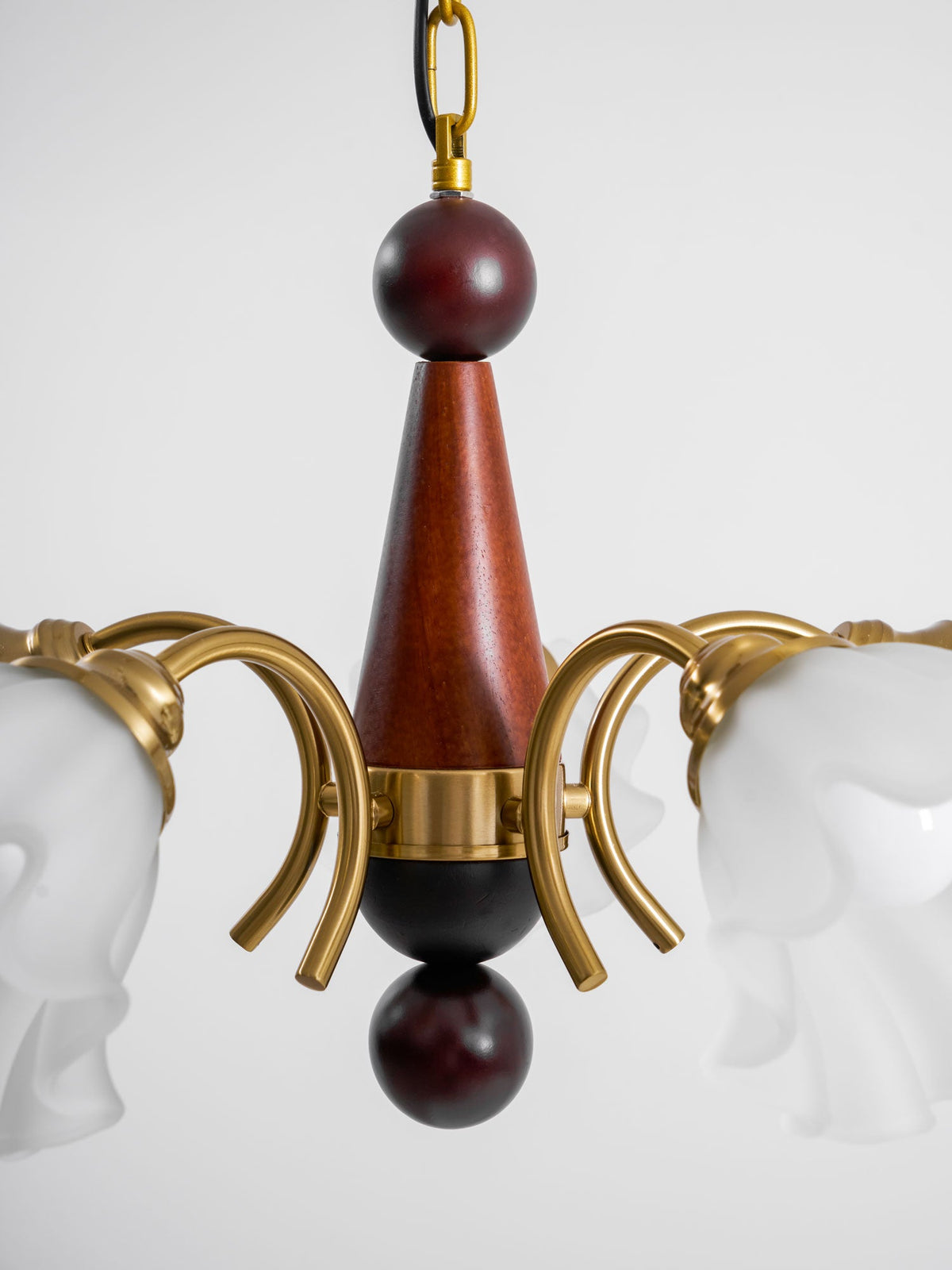 Bloomcrest Modern Glass Chandelier with Gold and Walnut Finishes