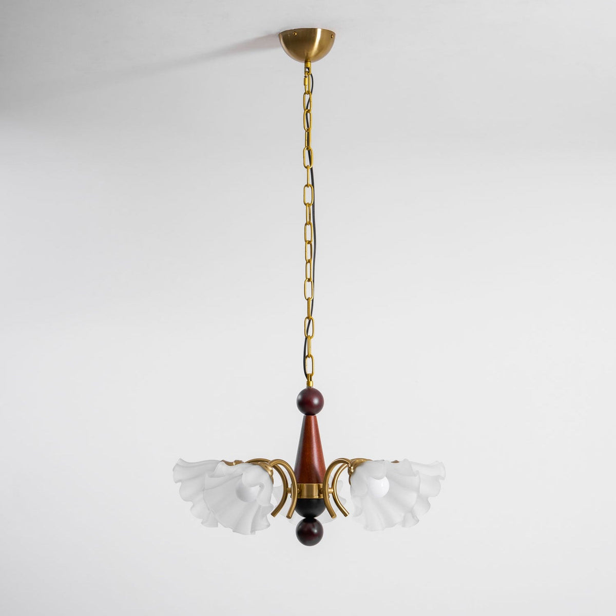 Bloomcrest Modern Glass Chandelier with Gold and Walnut Finishes