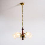 Bloomcrest Modern Glass Chandelier with Gold and Walnut Finishes