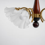 Bloomcrest Modern Glass Chandelier with Gold and Walnut Finishes