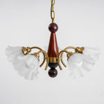 Bloomcrest Modern Glass Chandelier with Gold and Walnut Finishes