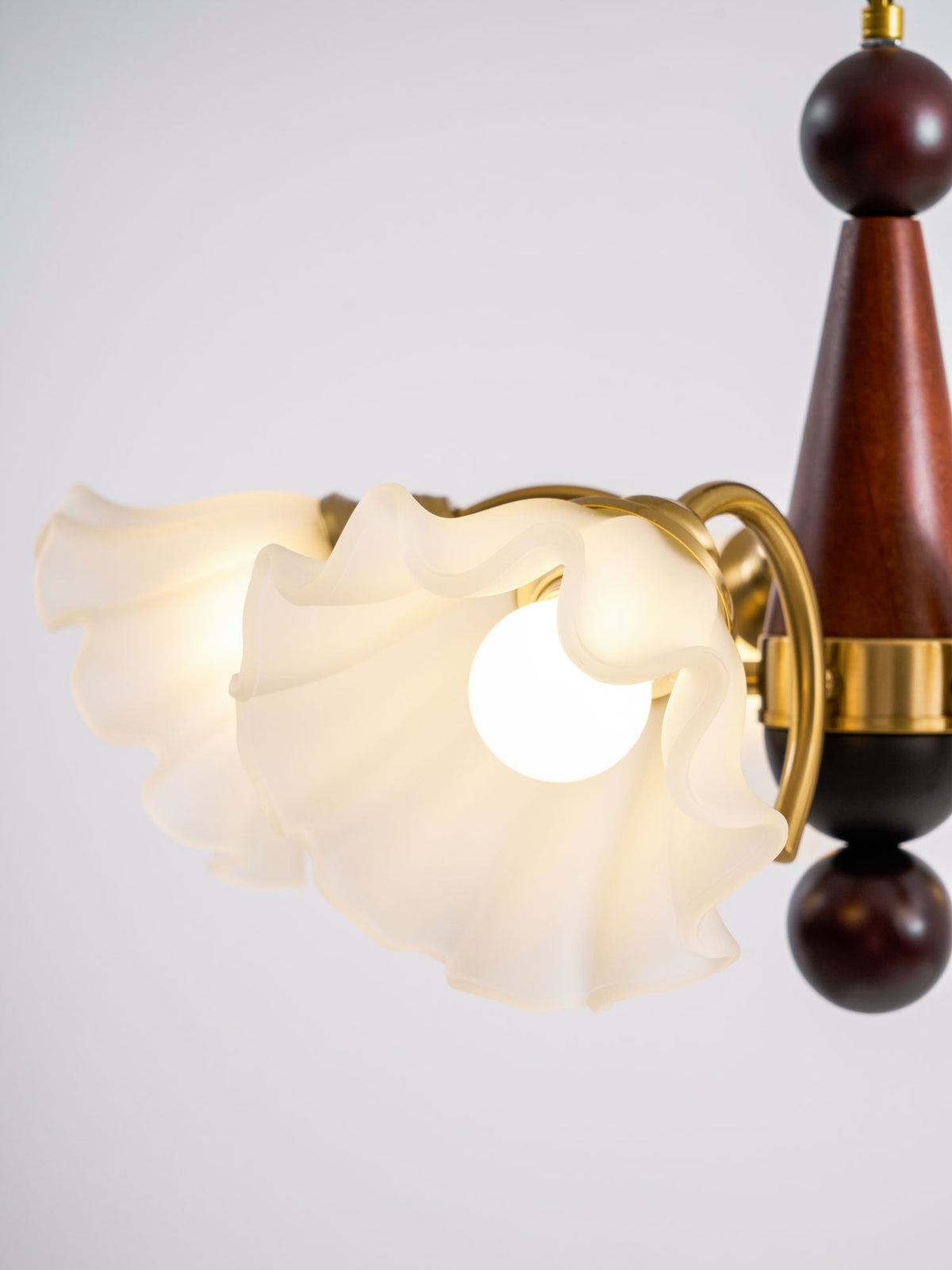 Bloomcrest Modern Glass Chandelier with Gold and Walnut Finishes