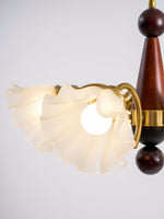 Bloomcrest Modern Glass Chandelier with Gold and Walnut Finishes