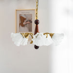 Bloomcrest Modern Glass Chandelier with Gold and Walnut Finishes