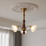 Bloomcrest Modern Glass Chandelier with Gold and Walnut Finishes