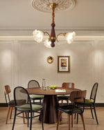 Bloomcrest Modern Glass Chandelier with Gold and Walnut Finishes