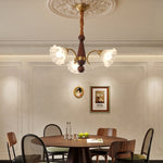Bloomcrest Modern Glass Chandelier with Gold and Walnut Finishes